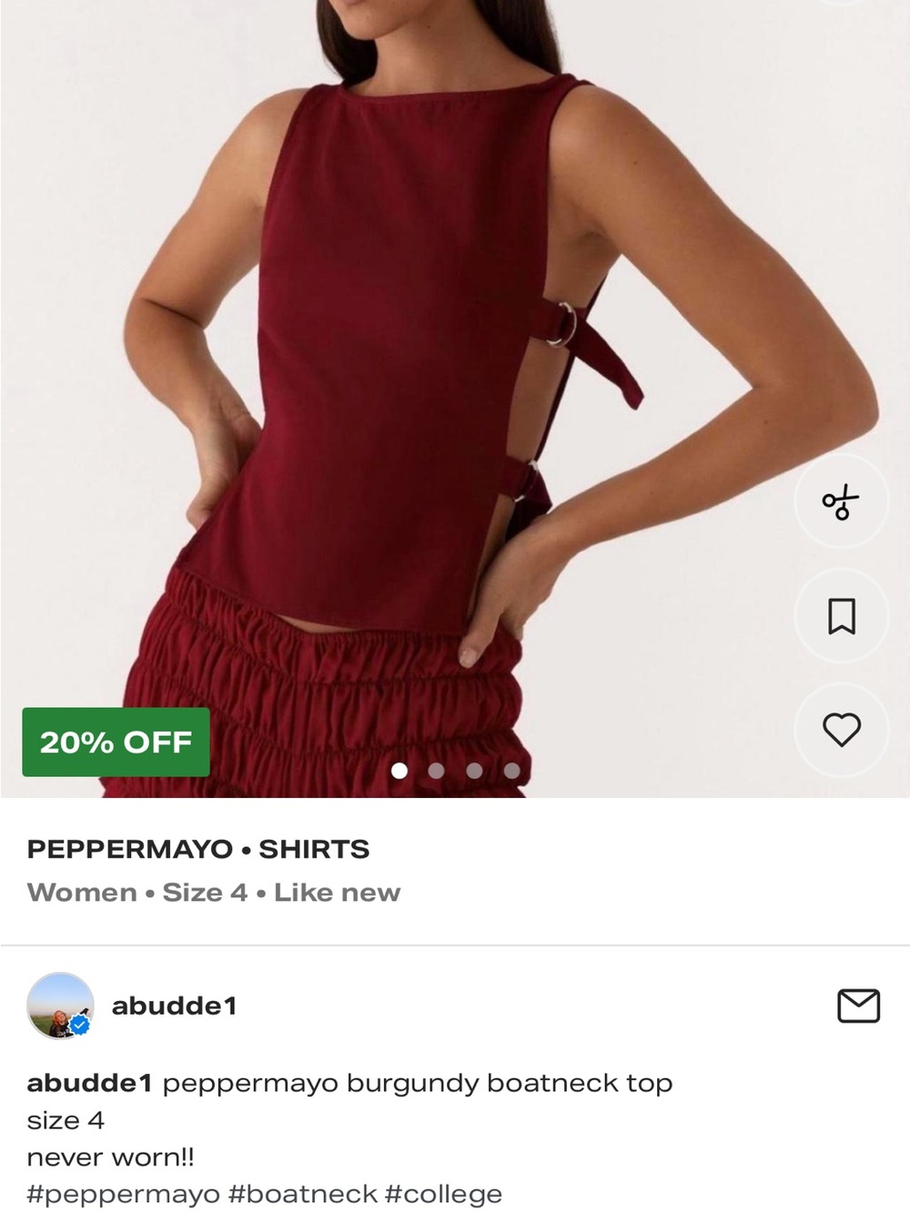 Peppermayo Burgundy Backless Side-Buckle Top